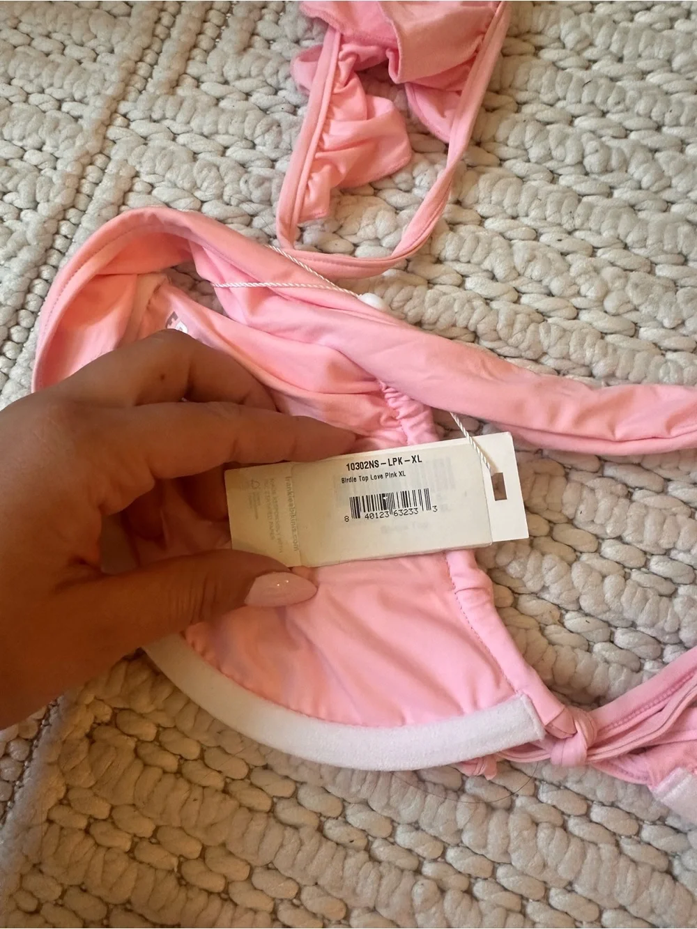Frankie's Bikinis Pink Ruffle Side Brazilian Bikini Bottom